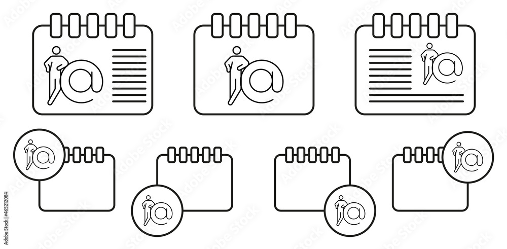 Aufkleber contact, e-form vector icon in calender set illustration for ui and ux, website or mobile applicatio