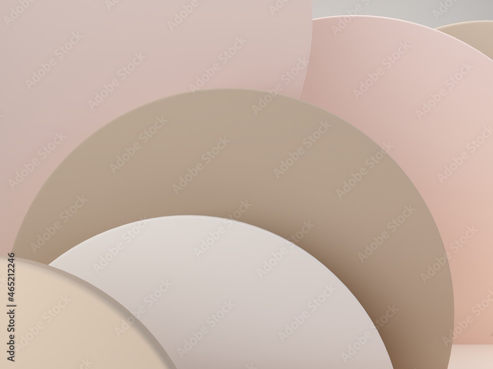 Aufkleber pink cream shapes on a pastel color abstract background. minimal forms and cylinder background. curv