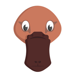 Platypus face front view. Animal head in cartoon style.