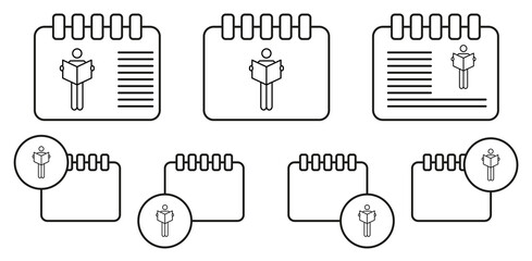 Book, reader vector icon in calender set illustration for ui and ux, website or mobile application