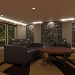 テレビ会議背景用 ZOOM会議背景用 CG レトロ 部屋 ソファ for using in video conference and as a zoom background.	
