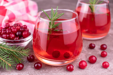 Cranberry vitamin drink with rosemary.