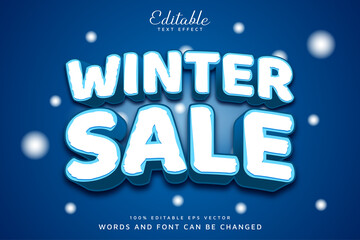 Winter Sale 3D Editable Text Effect Eps Vector