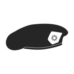 Beret of military vector black icon. Vector illustration beret of military on white background. Isolated black illustration icon of hat army .