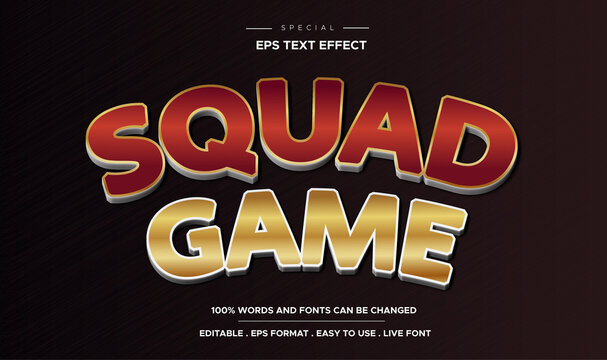 squad game text effect. Editable font style