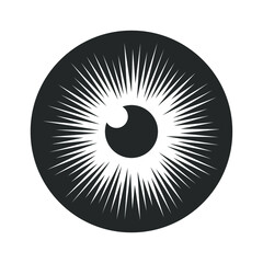 Eye iris vector icon. Optic eyesight and look symbol. View or watch sign. Optician logo. Isolated on white background.