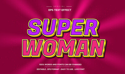 Editable text effect super woman style