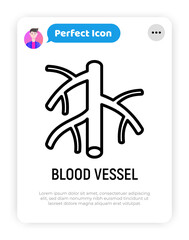 Blood vessel thin line icon. Modern vector illustration.