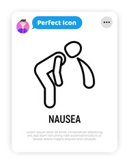 Nausea thin line icon. Modern vector illustration of vomiting.