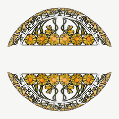 Art nouveau flower badge pattern vector, remixed from the artworks of Alphonse Maria Mucha - obrazy, fototapety, plakaty