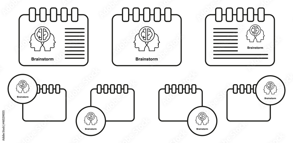 Poster brainstorm, idea, head vector icon in calender set illustration for ui and ux, website or mobile app