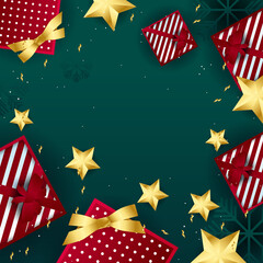 Obraz premium Christmas winter greeting card background. Merry Christmas greeting cards. Winter Holidays art templates. Suitable for social media post, mobile apps, banner design and web/internet ads.
