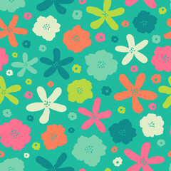 Cute colorful floral seamless pattern background.