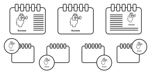 Key, lock brain vector icon in calender set illustration for ui and ux, website or mobile application