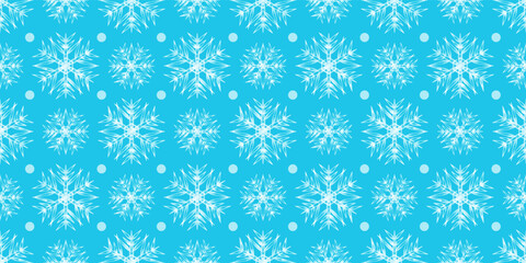 Winter snowflakes pattern background. Blue seamless snowflake pattern. Perfect for fabric, wallpaper, background, wrapping paper, craft, texture, book cover and others.