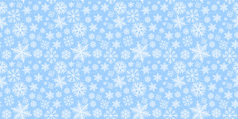 Winter snowflakes pattern background. Blue seamless snowflake pattern. Perfect for fabric, wallpaper, background, wrapping paper, craft, texture, book cover and others.