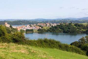 Fototapeta na wymiar Panoramic view of San Vicente de la Barquera, Cantabria, Spain.
