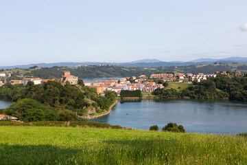 Fototapeta na wymiar Panoramic view of San Vicente de la Barquera, Cantabria, Spain.