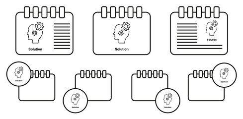 Gear, solution, head vector icon in calender set illustration for ui and ux, website or mobile application