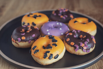 orange, brown and fawn donuts for halloween