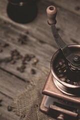 coffee grinder beans wood
