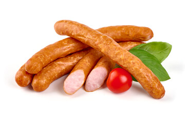 Dried sausages, isolated on white background. High resolution image.