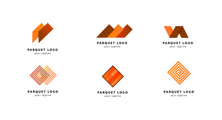 Vector set of logos of wooden floors and coverings. Vector logo design templates