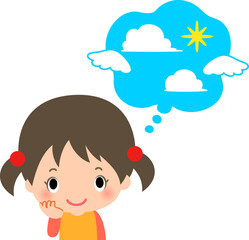 空想している笑顔の女の子