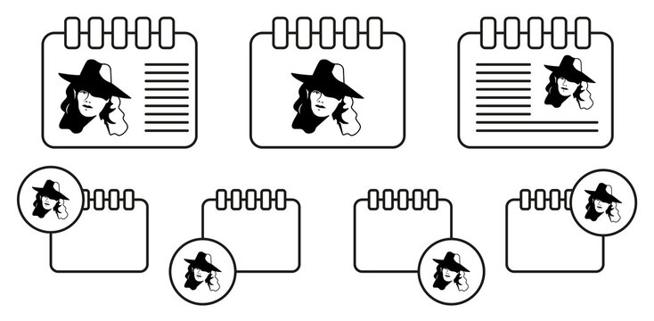 Detective woman black and white vector icon in calender set illustration for ui and ux, website or mobile application
