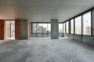 interior of the apartment without decoration in gray colors