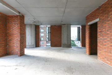 interior of the apartment without decoration in gray colors