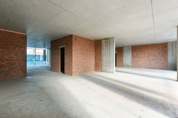 interior of the apartment without decoration in gray colors