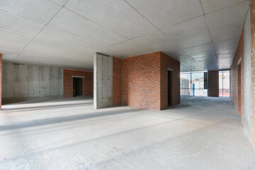 interior of the apartment without decoration in gray colors