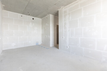 interior of the apartment without decoration in gray colors