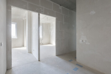 interior of the apartment without decoration in gray colors