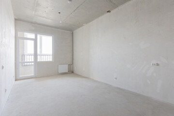 interior of the apartment without decoration in gray colors