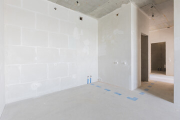 interior of the apartment without decoration in gray colors