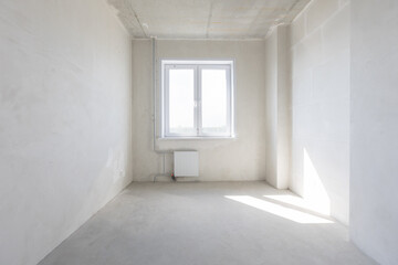 interior of the apartment without decoration in gray colors