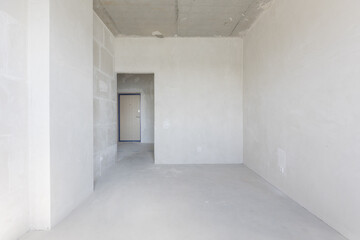 interior of the apartment without decoration in gray colors