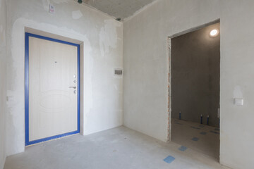 interior of the apartment without decoration in gray colors