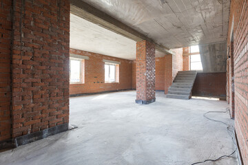 interior of the apartment without decoration in gray colors