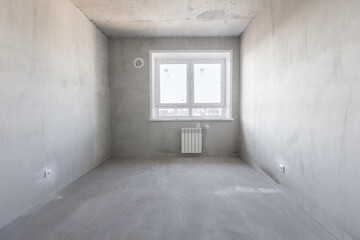 interior of the apartment without decoration in gray colors