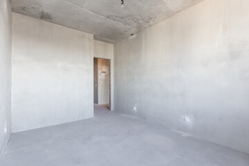 interior of the apartment without decoration in gray colors