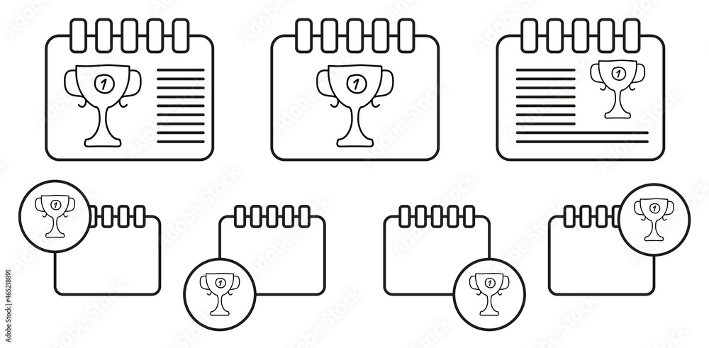 Poster cup for first place sketch vector icon in calender set illustration for ui and ux, website or mobile