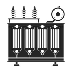 Transformer electric vector black icon. Vector illustration elctric station on white background. Isolated black illustration icon of transformer power.