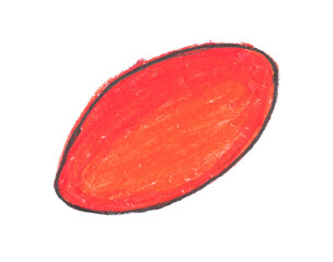 Pill drawing with crayon on white background