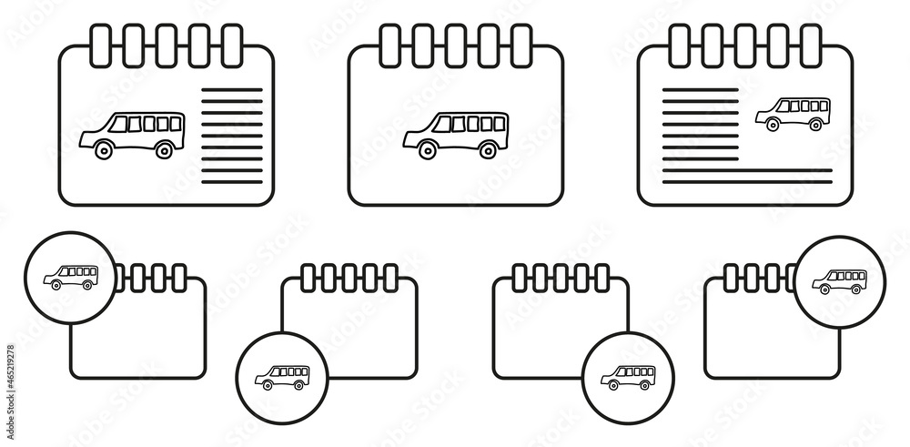 Poster school bus sketch vector icon in calender set illustration for ui and ux, website or mobile applicat