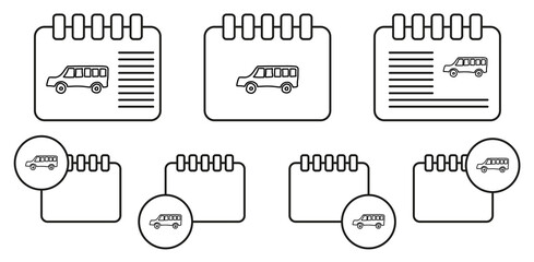 School bus sketch vector icon in calender set illustration for ui and ux, website or mobile application