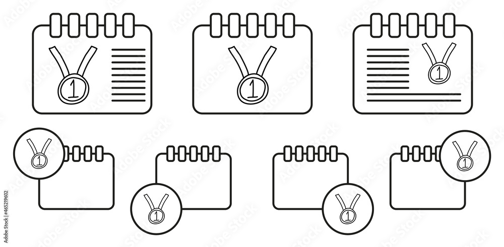 Poster first place medal sketch vector icon in calender set illustration for ui and ux, website or mobile a
