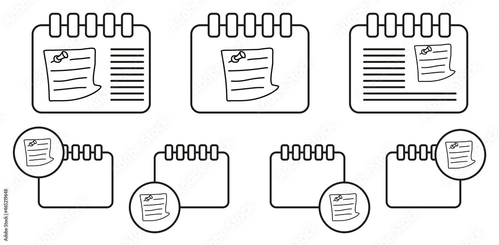 Poster piece of paper with a pin sketch vector icon in calender set illustration for ui and ux, website or 